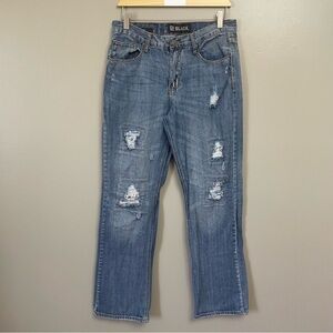 Buckle Black Jeans Men’s 30 x 32 distressed star stripe patches denim